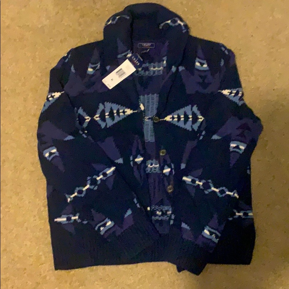 Blue Pattern Chaps Denim Sweater